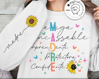 Madre Mama Png, Spanish Mothers Day Png, Retro Madre PNG sublimation Shirt Design, Mother Hood Png, Mom Mother Day Gift, Png Design Download