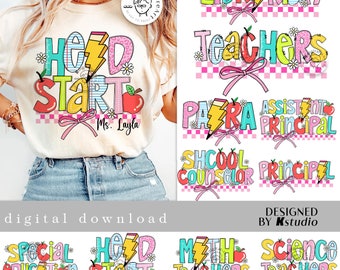 Back To School Bundle Png, Teacher Design Png, Back To School Design, Head Start, Math Teacher, First Day School Png, Bundle Png Sublimation
