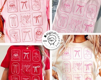 Valentine Doodle Png Bundle, Valentine Svg, Coquette Bow Teddy Bear Png, Retro Valentine Png, Minimalist Outline Cupid Love Png, Pink Vday