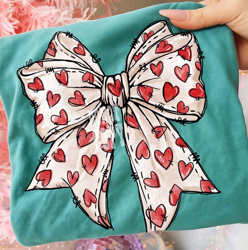 Coquette Bow Heart Png, Valentine Design Png, Valentine Bow Design, Valentine Gift, Heart Love Png, Valentine Png Design Digital Download image 3