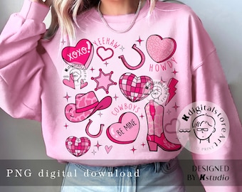 Retro Howdy Valentine Png, Valentine Cowboy Western PNG, Heart Love Png, Trendy Valentine Png, Valentine Shirt Png Sublimation Download
