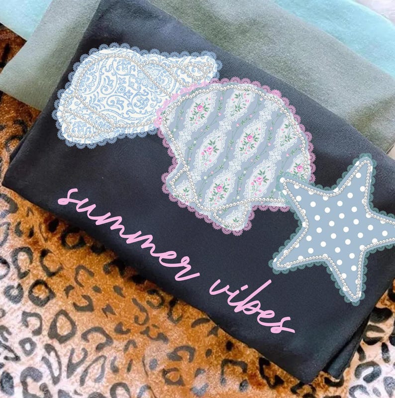 Summer Vibes Png, Seashell Starfish Png, Pearl Shell Coastal Png, Shabby Chic Seashell Png, Retro Floral Shell Png, Trendy Summer Seashell image 14