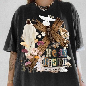 Floral He Is Risen Png, Matthew 28:6 Easter Png, Easter Jesus Png, Easter Bible Png, Easter Resurrection Png, Trendy Christian Collage Png image 4