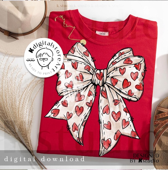 Coquette Bow Heart Png, Valentine Design Png, Valentine Bow Design, Valentine Gift, Heart Love Png, Valentine Png Design Digital Download