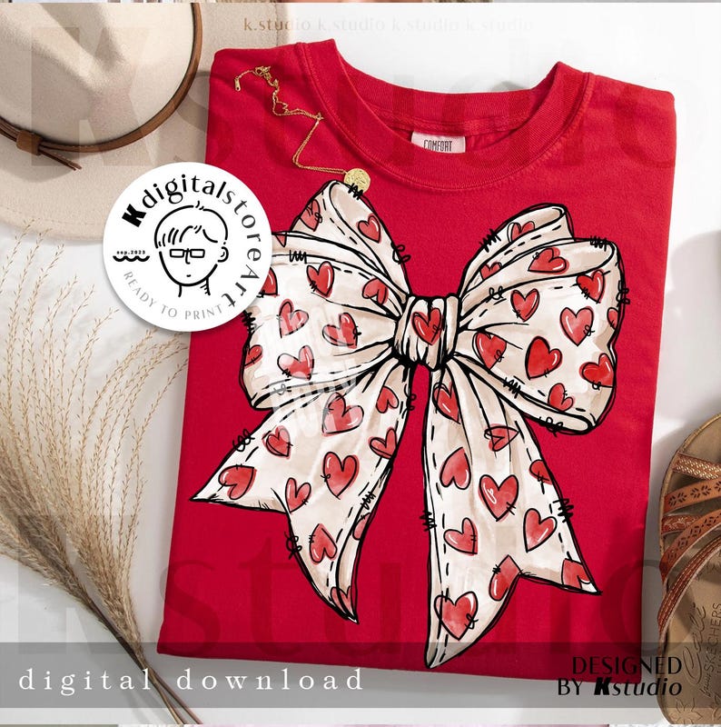 Coquette Bow Heart Png, Valentine Design Png, Valentine Bow Design, Valentine Gift, Heart Love Png, Valentine Png Design Digital Download image 1