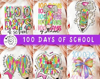 100 Days Of School Bundle Png, Teacher Png Design 100 Days To School, School Bundle Design, Teacher Png, 100 Days Of School Png Sublimation