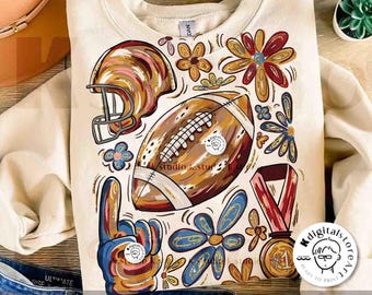 Floral Football Bow Png, Mothers Day Sport PNG, Fall Football Shirt Png, Football Sport Png, Football Mom Png, Game Day Sublimation Design