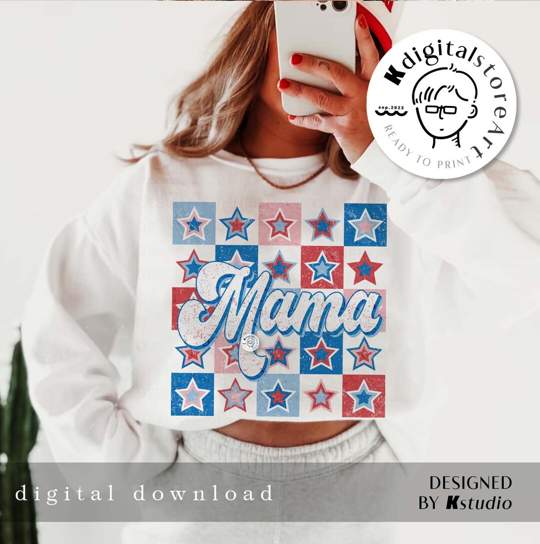 4th of July Mama Png, Mama Patriotic Png, Retro American Mama Png ...