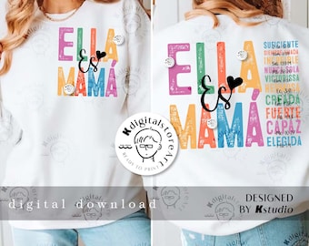 Ella es Mamá Png, Spanish Mothers Day Png, Retro Mamá PNG sublimation Shirt Design, Mother Hood, Mom Mother Day Gift, Png Design Download