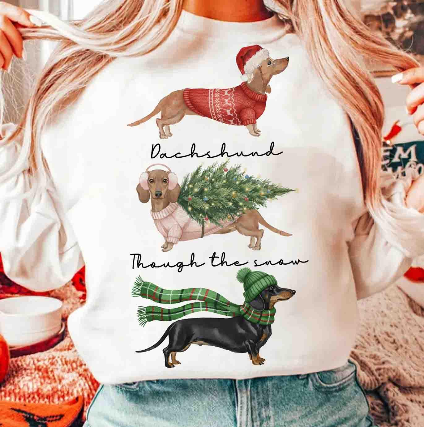 Christmas Dachshund Through the Snow PNG, Christmas Wiener Dog Png ...