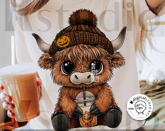 Funny Fall Pumpkin Cow Png, Moo I Mean Boo Png, Retro Halloween Highland Cow Png, Trendy Cute Highland Cow Shirt Design, Cow Halloween Png