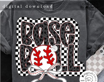 Béisbol de tablero de ajedrez PNG, sublimación de béisbol con lazo PNG, diseño de camiseta de béisbol, descarga de mamá PNG, sublimación de béisbol del día del juego de tablero de ajedrez
