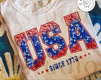 Glitter USA 4th jJuly PNG, 4th of July Png, America 1776 Png, Retro Png, USA Png, Fourth of July Shirt Design, Sparkle 4th July Sublimation