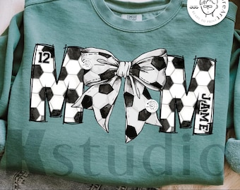 Custom Soccer Mom Bow Png, Bow Soccer Mama Sublimation, Custom Name Soccer Shirt Design, Soccer Mother Day Png Design,Sport Mama Sublimation