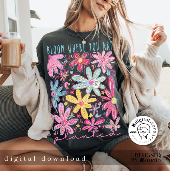 Floral Mental Health Png, Bloom Where You Are Planted, Emotional Support Art, Mental Health Matter Png, Girly Design Png, Self Care Design