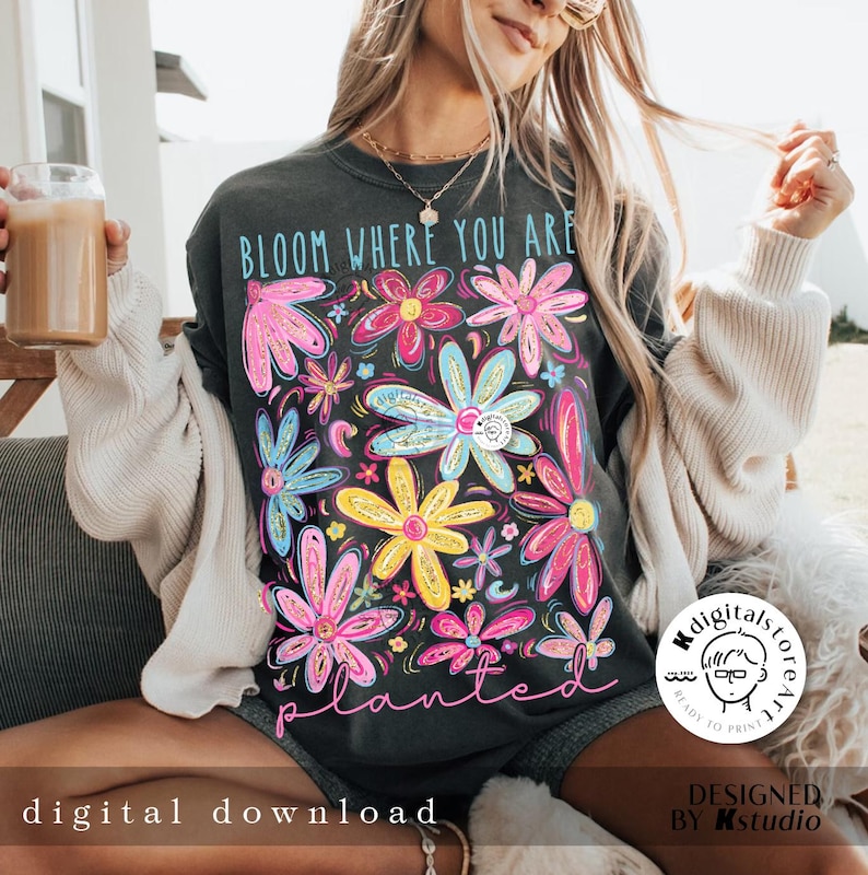 Floral Mental Health Png, Bloom Where You Are Planted, Book Lover Png, Girl Loves Book Png, Book Design, Books Mental Health Png Sublimation