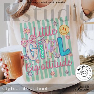 Little Girl Big Attitude PNG, Cute Girls Sublimation Design, Coquette Bow Smile PNG, Sassy Kids Shirt Digital Download, Trendy Girl PNG File image 3