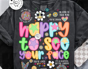 Preppy Back To School Png Design, Happy To See Your Face Png, Back To School Png Design, First Day Of School Png Sublimation, Preppy Teacher
