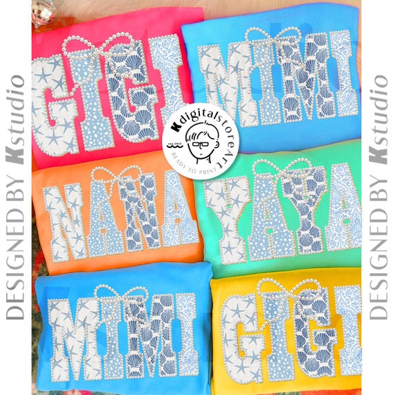 Summer Grandma Png Bundle, Personalized Gigi Nana Mimi Yaya Png, Nautical Shell Starfish Png, Mothers Day Png, Trendy Grandmother Summer Png