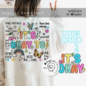 Het is oké om fouten te maken Wees jezelf Png, Geestelijke gezondheid Png Design, Vintage Shirt Png, Motivatie Zeggen Sublimatie Download