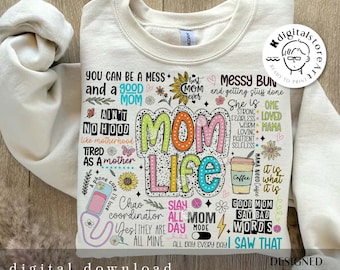 Mom Life Png, Funny Mama Quotes, Mama Mom Mental Health Png, Mother's day Png, Retro Mother PNG, Blessed Mom Png, Mom Sublimation Digital