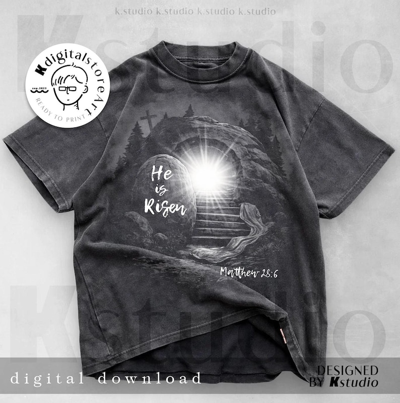 He Is Risen Matthew 28:6 Png, Empty Tomb Easter Png, Easter Christian Png, Easter Bible Verse Png, Trendy Christian Light of the World Png image 1