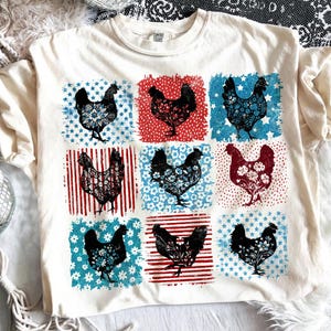 Pollo patriottico 4 luglio Png, Gallina del 4 luglio Png, Pollo con bandiera americana Png, Fattoria USA Png, Pollo floreale Png, Giorno dell'Indipendenza Png immagine 4