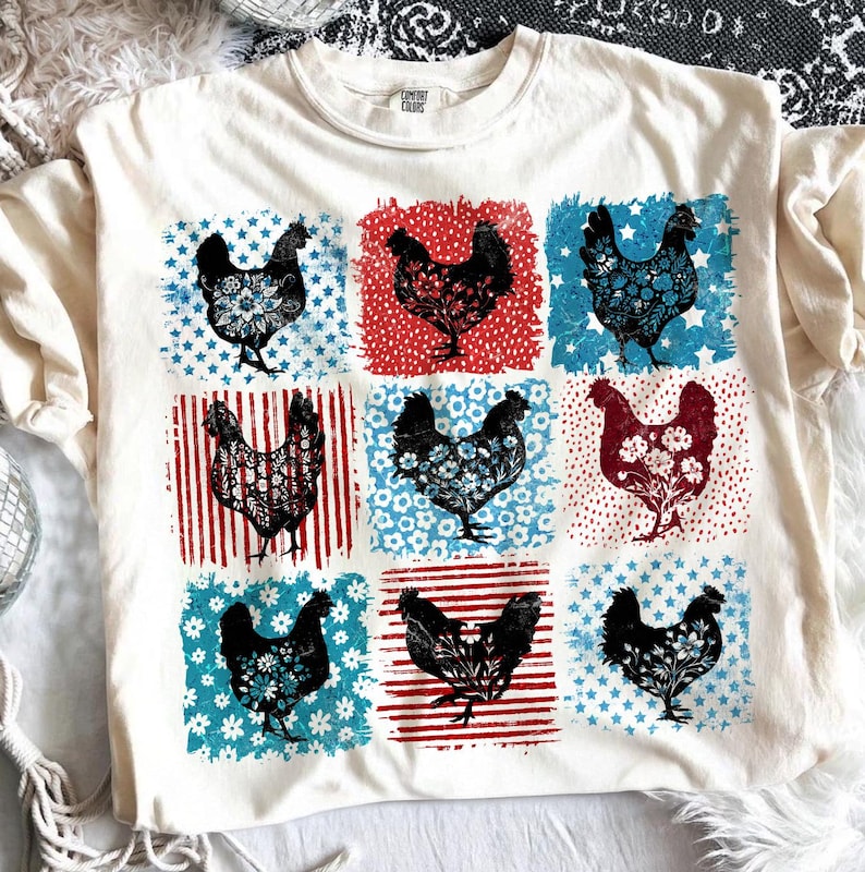 Pollo patriottico 4 luglio Png, Gallina del 4 luglio Png, Pollo con bandiera americana Png, Fattoria USA Png, Pollo floreale Png, Giorno dell'Indipendenza Png immagine 4