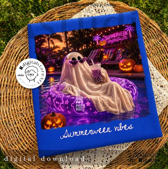 Summerween Vibes Png, Halloween Summer Ghost Digital Download, Spooky Pool Float Sublimation, Cute Pumpkin Beach Shirt Design, Spooky Vibes