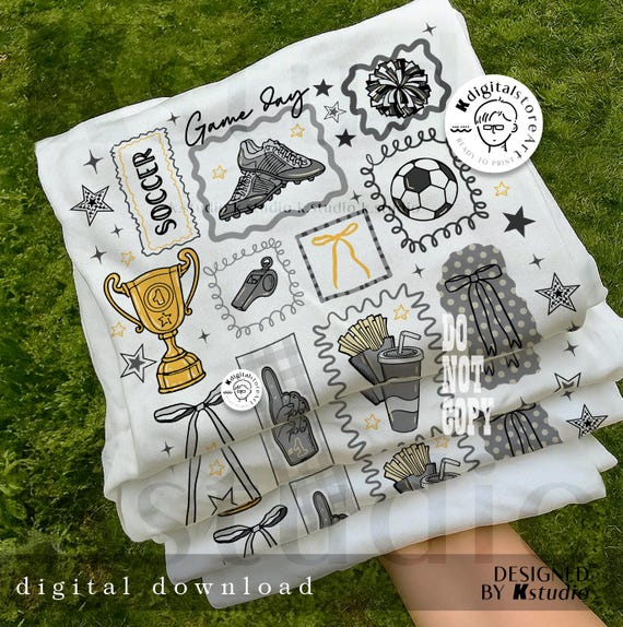 Soccer Doodles, Soccer Game Day Png, Preppy Soccer Coquette Png, Soccer Mom Png, Soccer Design Png, Checkered Game Day Png, Soccer Png