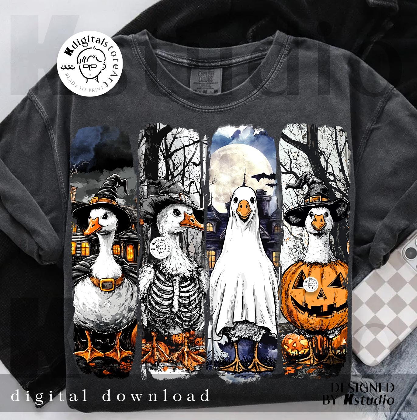 Halloween Goose Png, Witch Goose PNG, Fall Shirt Png, Autumn Png, Skeleton Goose, Sublimation Design, Pumpkin Goose, Halloween Ghost Goose