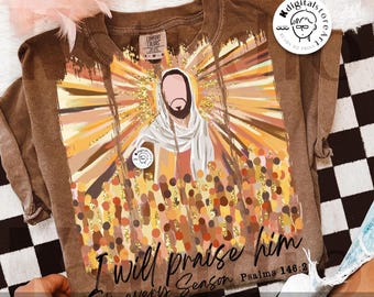 I Will Praise Him In Every Season, Fall Jesus, Autumn Pumpkin, Retro Fall Png, Fall Cross Jesus, Fall Christian, Autumn Pumpkin Shirt Design