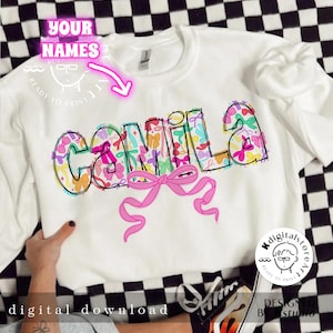 Coquette Easter Custom Name Png, Easter Design, Coquette Name Bow, Easter Shirt Gift For Girl, Custom Design Sublimation Digital Download