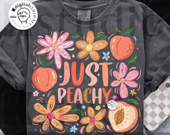 Peachy Summer-png, boho-shirtontwerp met bloemen (digitale download)