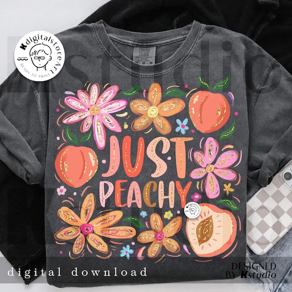 Peachy Summer PNG, Boho Floral Shirt Design (Digital Download)