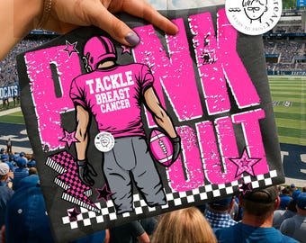 Jugador de fútbol americano rosa a cuadros PNG, Tackle de concienciación sobre el cáncer de mama PNG, Jugador deportivo retro desgastado PNG, Día del juego de octubre PNG, Lucha