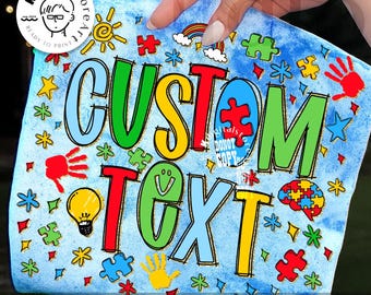 Testo personalizzato per la consapevolezza dell'autismo in formato PNG, Autismo personalizzato in formato PNG, Scarabocchio sull'autismo in formato PNG, Pezzo di puzzle sull'autismo in formato PNG, Neurodiversità in formato PNG, Mamma autistica alla moda