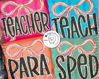 Coquette Bow Teacher Bundle, Back to School Teacher Sped Para Counselor, Back To School, Teacher Shirt, Preppy First Day of School