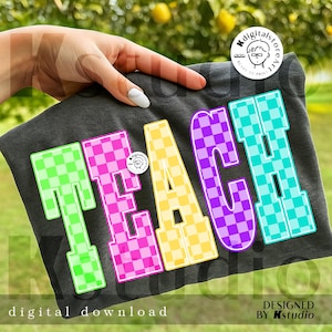 Checkered Teacher Png, Checkered Varsity Teacher Png, Math Teacher Shirt, Teacher Png, Back School Teacher Design, Teaching Design Png Shirt