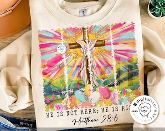 He Is Risen Clip Art Png, Easter Jesus Png, Easter Bible Verse, Easter Shirt Png,Easter Sublimation Design,Jesus Bible Verse Design Download