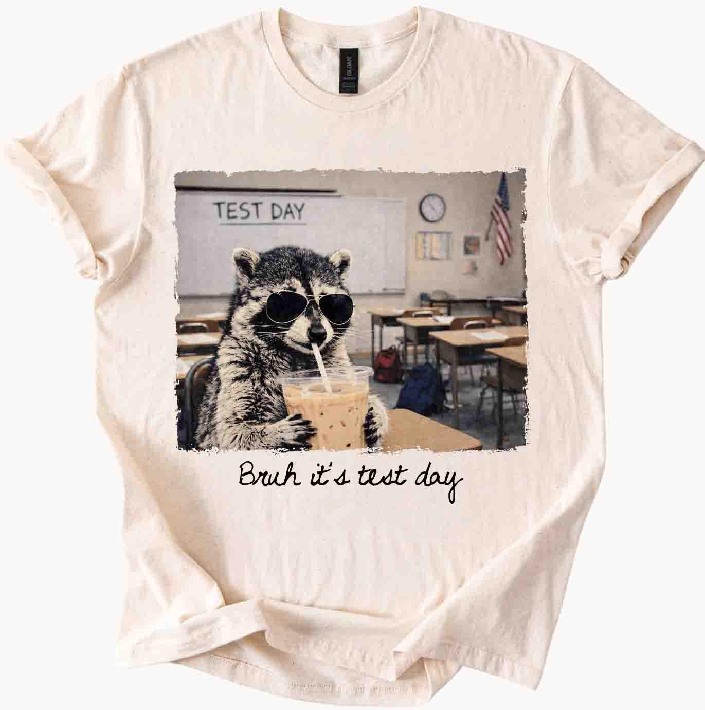 Bruh Its Test Day Png, Funny Raccoon Teacher Shirt Design, Testing ...