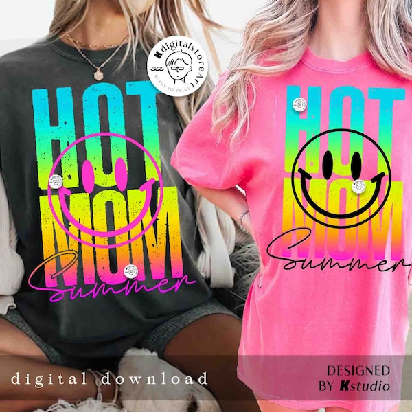 Smiley Hot Mom Summer Png, Mom Summer Png, Distraction Smiley Png Shirt, Funny Summer Shirt Design Retro Shirt Design, Summer Png Download