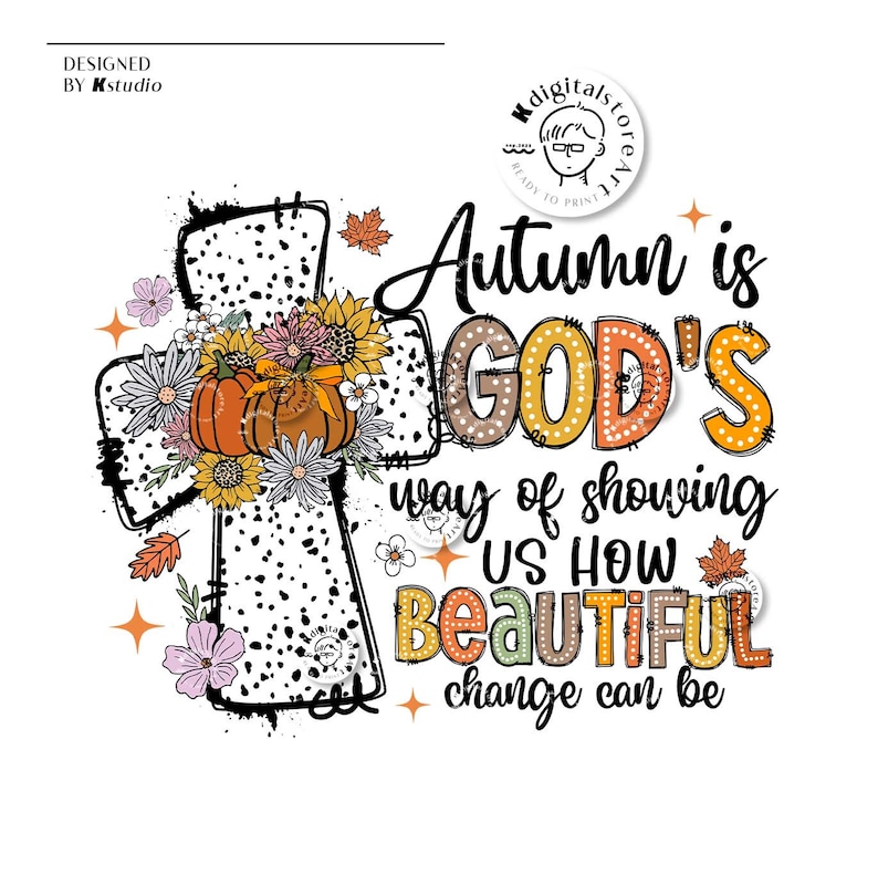 Retro Fall Jesus Design, Autumn is God's Way Showing US, Retro Fall Png ...