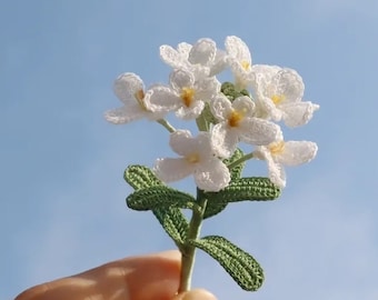 Handmade Micro Crochet Brooch, Symbolizes Purity and Domestication, Flax Flowers Brooch, Crochet Flax Flowers Brooch, Micro Crochet Brooch