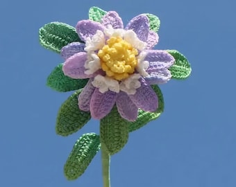Micro Crochet Brooch, Purple Daisy Brooch, Crochet Floral Brooch, Gift for Her, Lace Micro Crochet Brooch, Crochet Handicraft Ornament