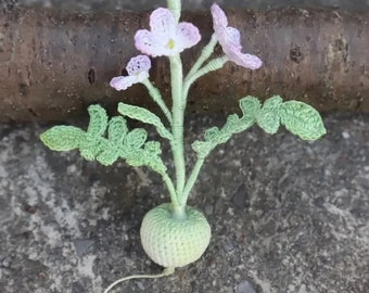 Micro Crochet Brooch,  Radish Flower Brooch, Crochet Floral Brooch, Gift for Her, Lace Micro Crochet Brooch, Crochet Handicraft Ornament