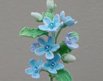 Micro Crochet Brooch, Blue Daze Flower Brooch, Blue Floral Brooch, Gift for Her, Lace Micro Crochet Brooch, Crochet Handicraft Ornament
