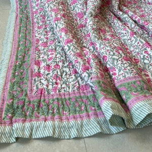 Anokhi Indian Jaipuri block Print Quilt Printed Reversible Razai Cotton Handmade Floral Quilt, Jaipuri razai, Bedspread Comforter