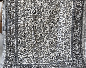 Anokhi Block Print Quilt, Indian Cotton Reversible Quilt, Bohemian Floral King Comforter, Wedding Gifts