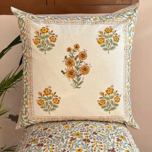 Hand Block Printed Pillow Cover, Boho Style Sofa Cushion Cover, Artisan Vintage Pillow Cover, Bedding Pillow Cover, Unique Farmhouse Decor
